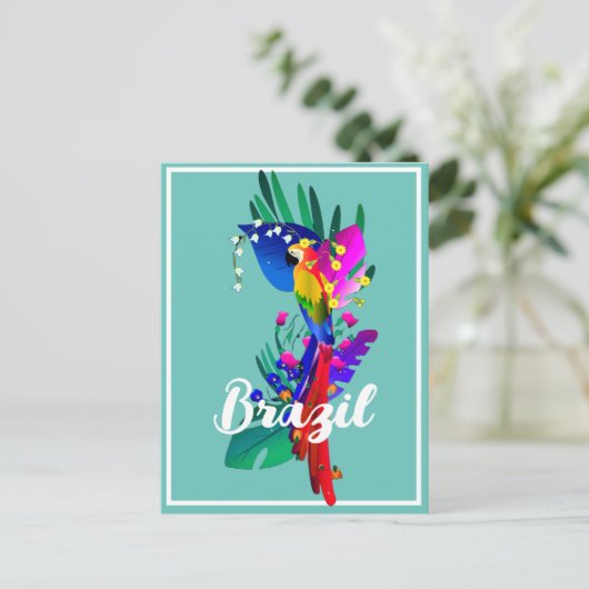 オウム付きブラジカラフルル ポストカード (スタンド正面)