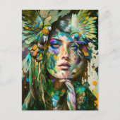オウム付き女性、ポスクロッシング ポストカード (正面)
