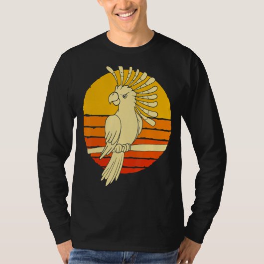 オウム動物鳥バードウォッチングレトロコカトゥー Tシャツ (正面)