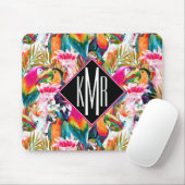 オウム及びシュロの葉|のモノグラム マウスパッド (マウス)