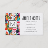 オウム及びシュロの葉|のモノグラム 名刺 (正面)