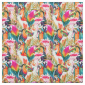 オウム及びシュロの葉 ファブリック (見本)