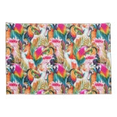 オウム及びシュロの葉 枕カバー (裏面-右)