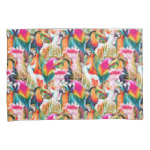 オウム及びシュロの葉 枕カバー (正面右)