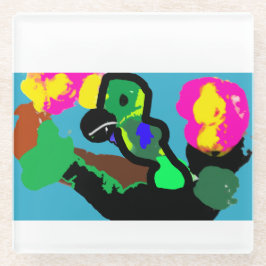 オウム喜び ガラスコースター