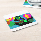 オウム喜び スクエアペーパーコースター (アングル)