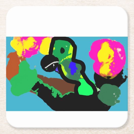 オウム喜び スクエアペーパーコースター (正面)