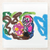 オウム夏 ガラスコースター (正面)