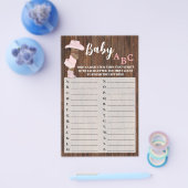 オウム女性のカーボーイベビーABCベビーシャワーゲームカードフライヤー チラシ (シングル)