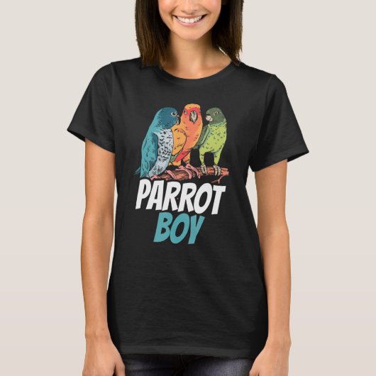 オウム少年かわいい動物ペット Tシャツ (正面)