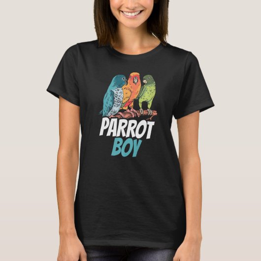 オウム少年かわいい動物ペット Tシャツ (正面)
