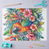 オウム植物水彩画 薄葉紙 (クラフト)