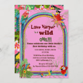 オウム熱帯フローラオウム1歳 招待状 (正面/裏面)