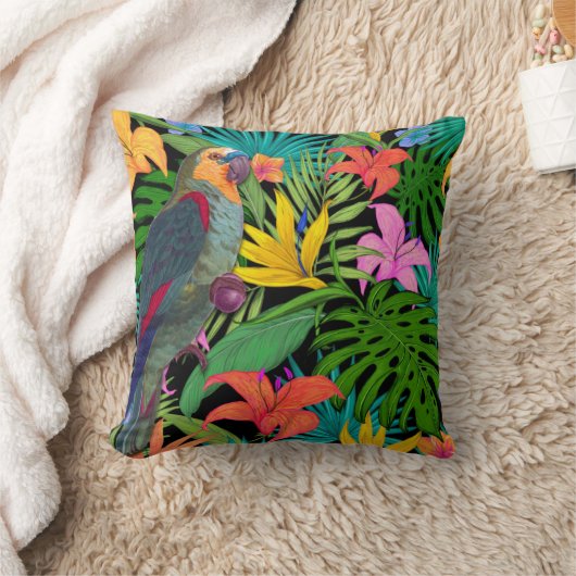 オウム熱帯葉  クッション (ブランケット)