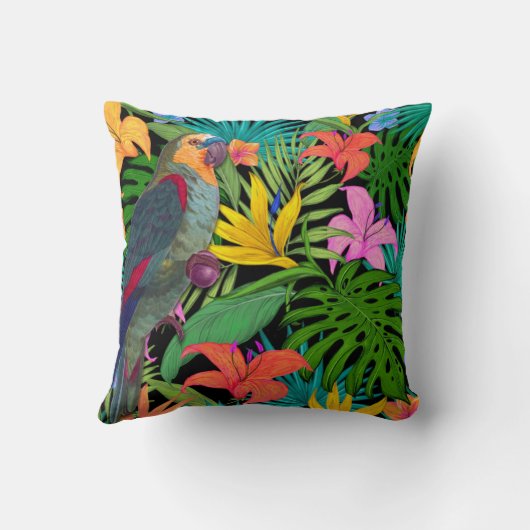 オウム熱帯葉  クッション (裏面)