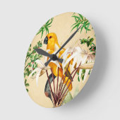 オウム熱帯鳥9 ラウンド壁時計 (傾斜)