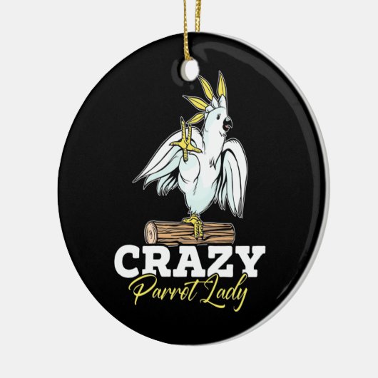 オウム熱狂するレディ セラミックオーナメント (左)