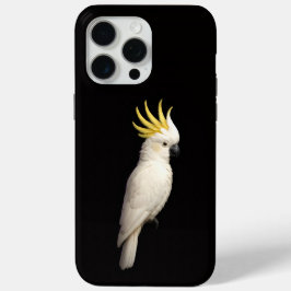 オウム目カコトゥ科のカクレクコウ (*Cacatua galerita*) をあしらった ブラック4 iPhone 15 Pro Maxケース