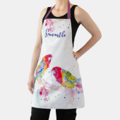 オウム絵を描アート水の色の赤カラフル青 エプロン (インサイチュ)