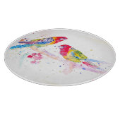 オウム絵を描アート水の色の赤カラフル青 カッティングボード (角)