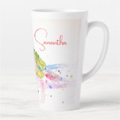 オウム絵を描アート水の色の赤カラフル青 カフェラテマグ (右)