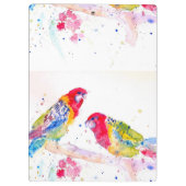 オウム絵を描アート水の色の赤カラフル青 クリップボード (裏面)