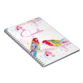 オウム絵を描アート水の色の赤カラフル青 ノートブック (右側)