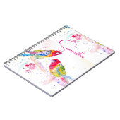 オウム絵を描アート水の色の赤カラフル青 ノートブック (左側)