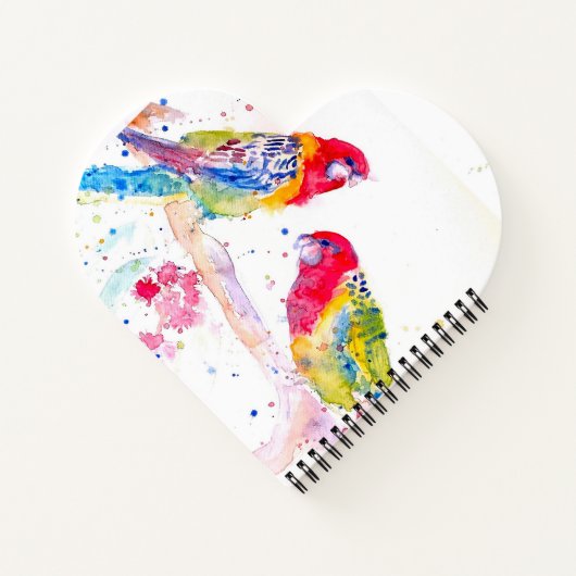 オウム絵を描アート水の色の赤カラフル青 ノートブック (裏面)