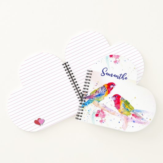 オウム絵を描アート水の色の赤カラフル青 ノートブック (内部)