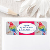 オウム絵画の水彩差出人住所ラベル ラベル (インサイチュ)