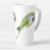 オウム絵画の水色 カフェラテマグ (右アングル)