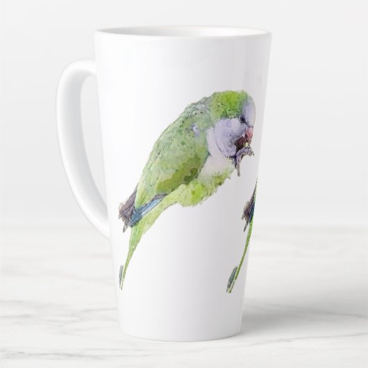 オウム絵画の水色 カフェラテマグ (左アングル)