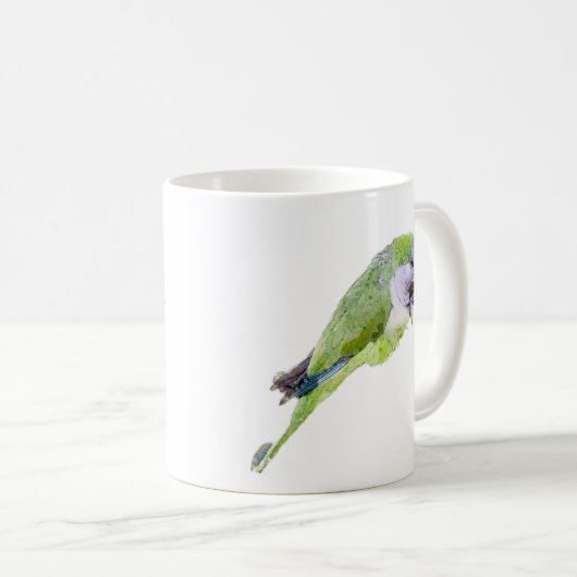 オウム絵画の水色 コーヒーマグカップ (正面右)