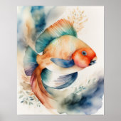 オウム絵画魚の水色II ポスター (正面)