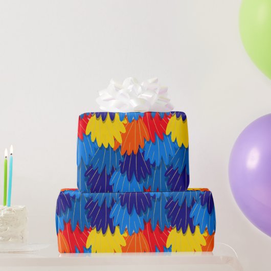 オウム羽毛模様アカマガモ ラッピングペーパー (パーティーギフト)