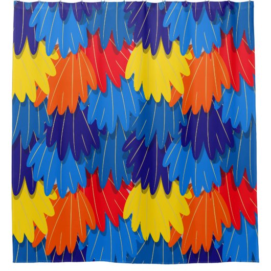 オウム羽真紅マカオエキゾチック鳥模様 シャワーカーテン (正面)