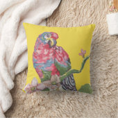 オウム虹のトロピカルイエロー枕 クッション (ブランケット)