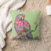 オウム虹のトロピカルグリーン枕 クッション (ブランケット)