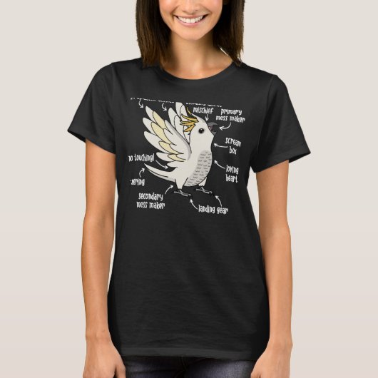 オウム解剖学Iイオウの紋付きコカトゥー Tシャツ (正面)