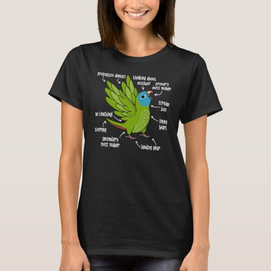 オウム解剖学I青の冠を付けた縫合 Tシャツ (正面)