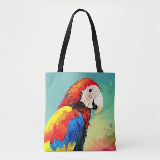 オウム野鳥自然動物カラーアート絵画ズ トートバッグ (正面)