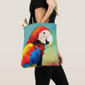 オウム野鳥自然動物カラーアート絵画ズ トートバッグ (クローズアップ)