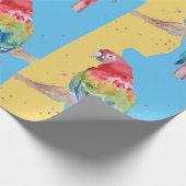オウム青イエローボーイズ水彩画オウム ラッピングペーパー (角)
