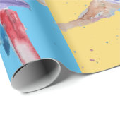 オウム青イエローボーイズ水彩画オウム ラッピングペーパー (ロールコーナー)