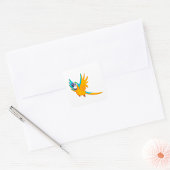 オウム飛んでいるウ スクエアシール