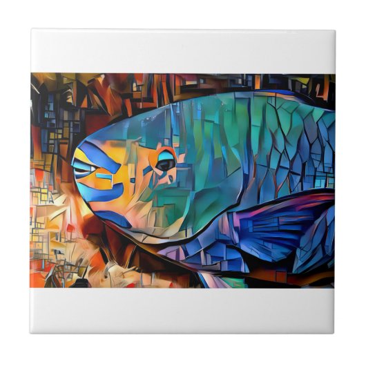 オウム魚陶瓦 タイル (正面)