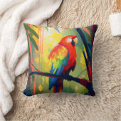 オウム鳥の動物ポートレート絵画の野生動物フリー クッション (ブランケット)