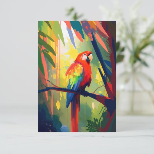 オウム鳥の動物ポートレート絵画の野生動物フリー サンキューカード