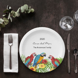 オウム鳥の熱帯性のブーズ名 ペーパープレート